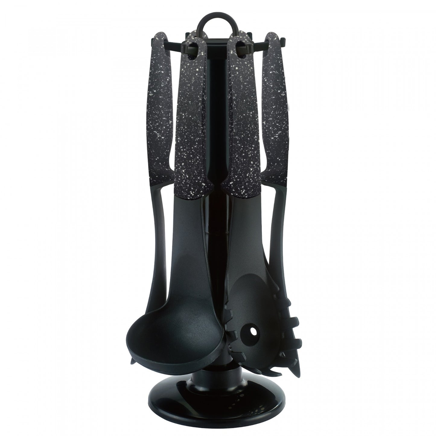 Cheffinger CF-UT03: 6 Pieces Utensil Set with Rotating Stand - Black