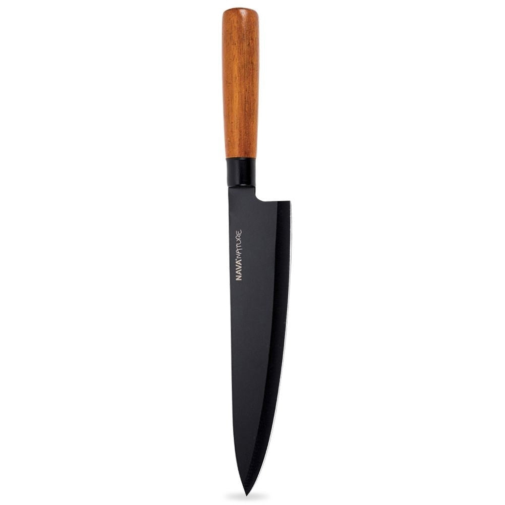 Chef's knife 19 cm: Ergonomic Wooden Handle, Elegant Black