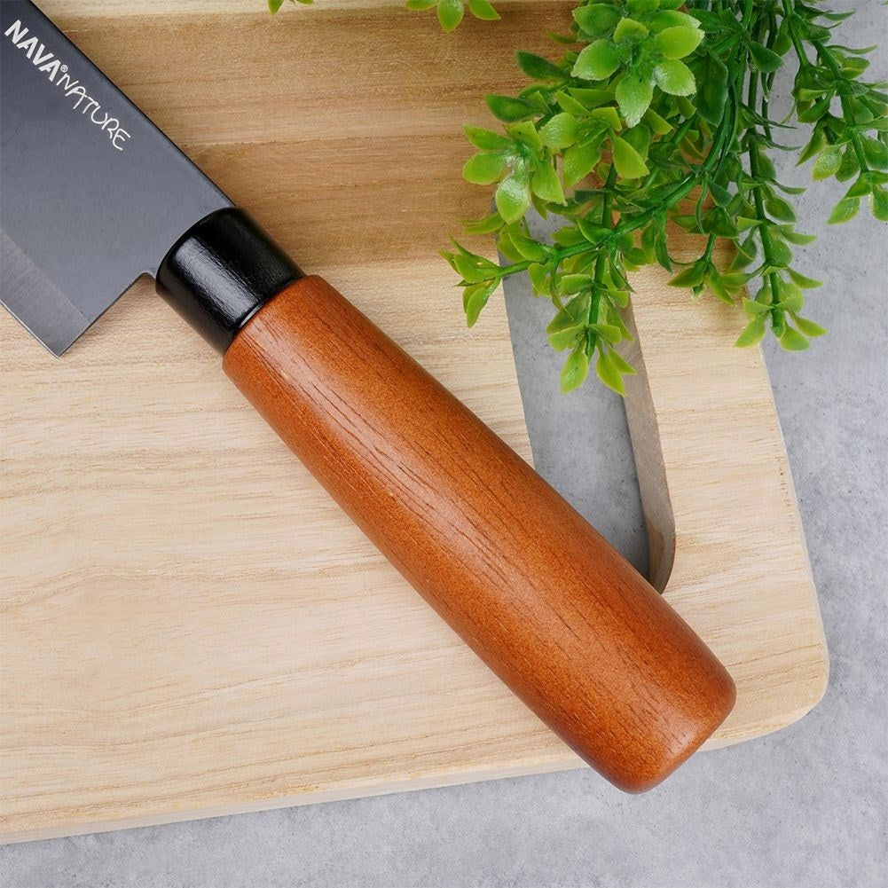 Chef's knife 19 cm: Ergonomic Wooden Handle, Elegant Black