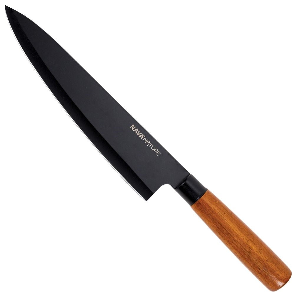 Chef's knife 19 cm: Ergonomic Wooden Handle, Elegant Black
