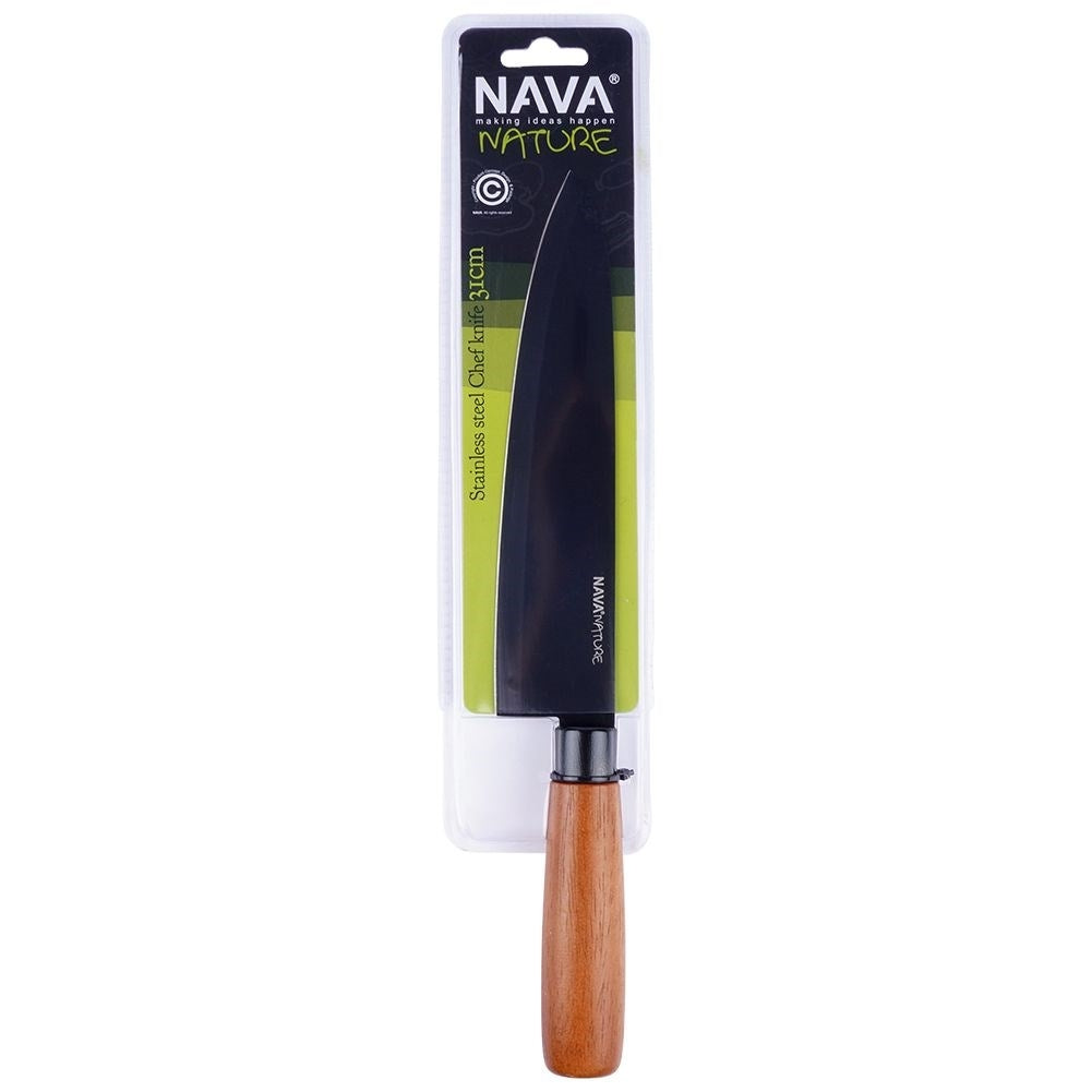 Chef's knife 19 cm: Ergonomic Wooden Handle, Elegant Black