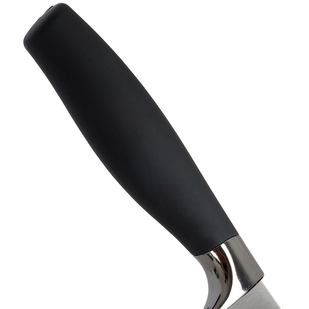 Chef's knife: Stainless steel, non-slip grip, versatile.