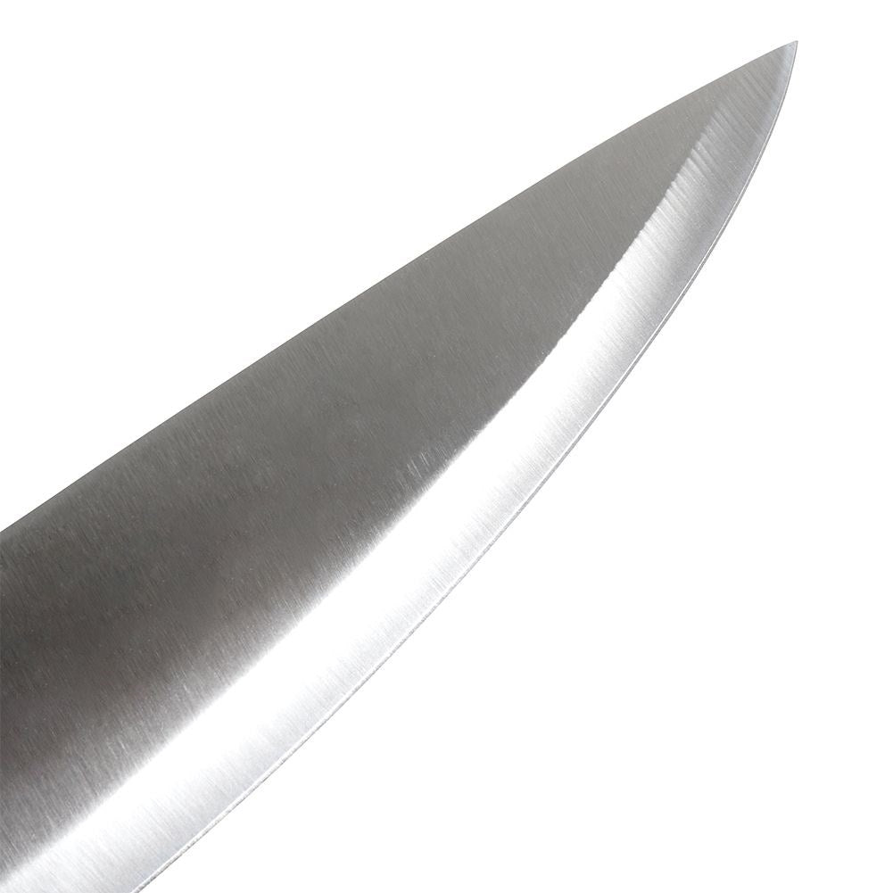 Chef's knife: Stainless steel, non-slip grip, versatile.