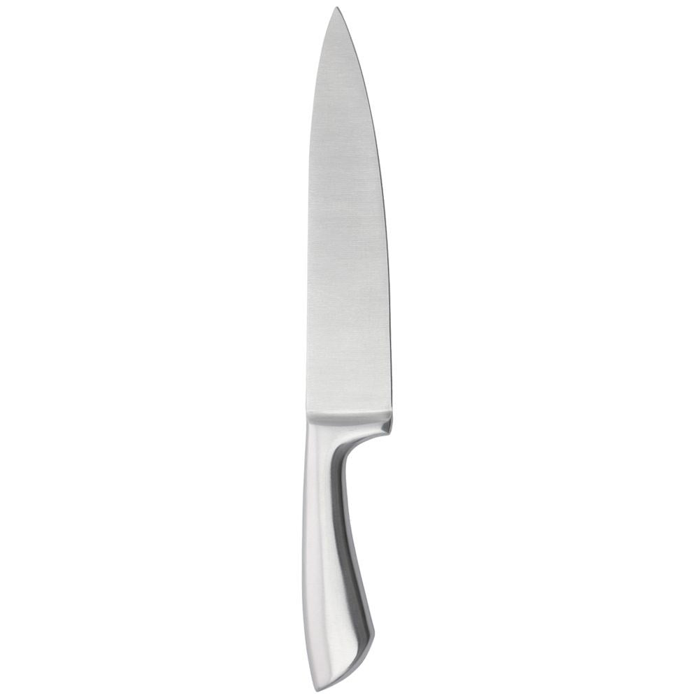 Chef's knife in stainless steel with serrated blade