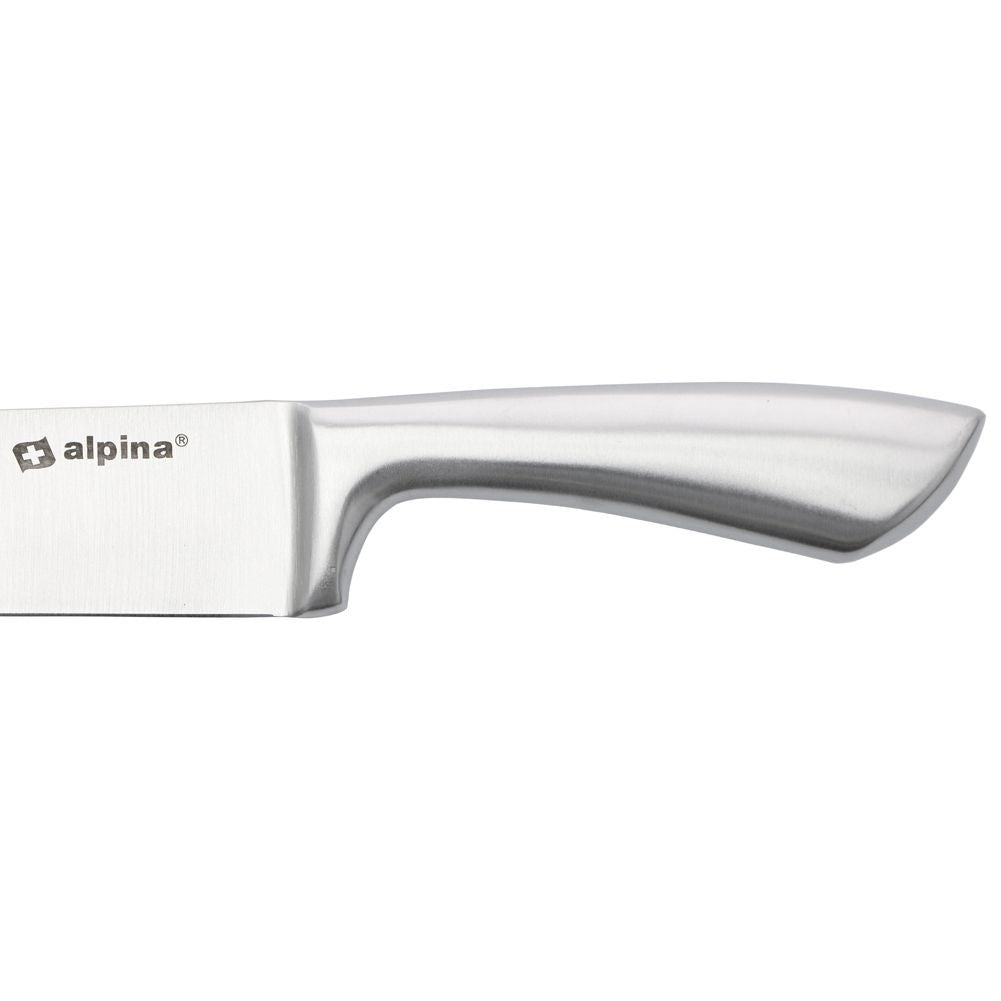 Chef's knife in stainless steel with serrated blade