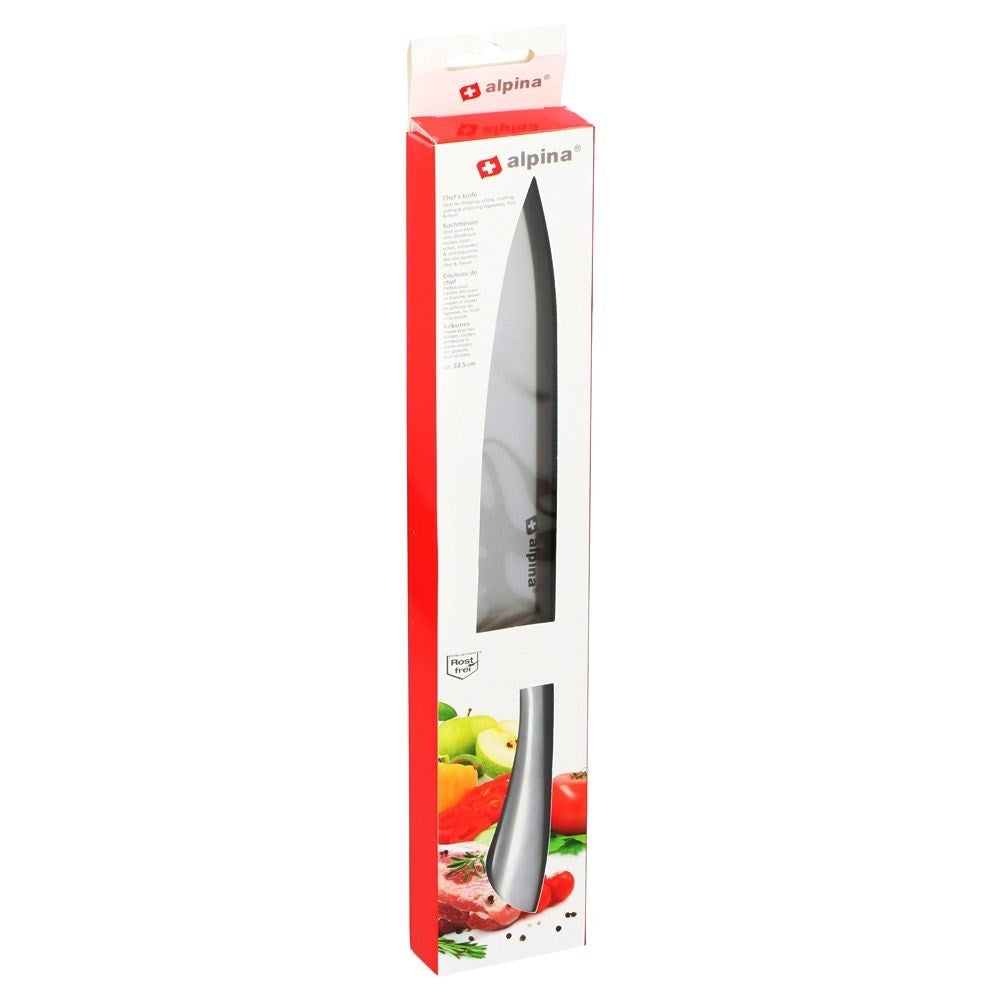 Chef's knife in stainless steel with serrated blade