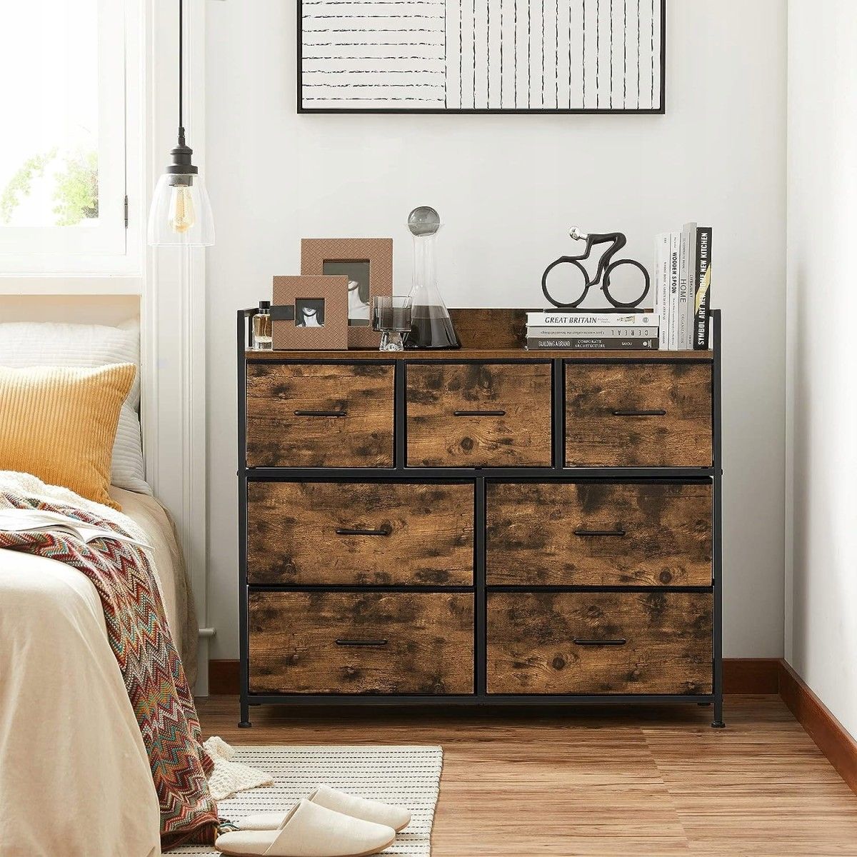 Chest of Drawers, 7-Drawer Rustic Brown for Bedroom