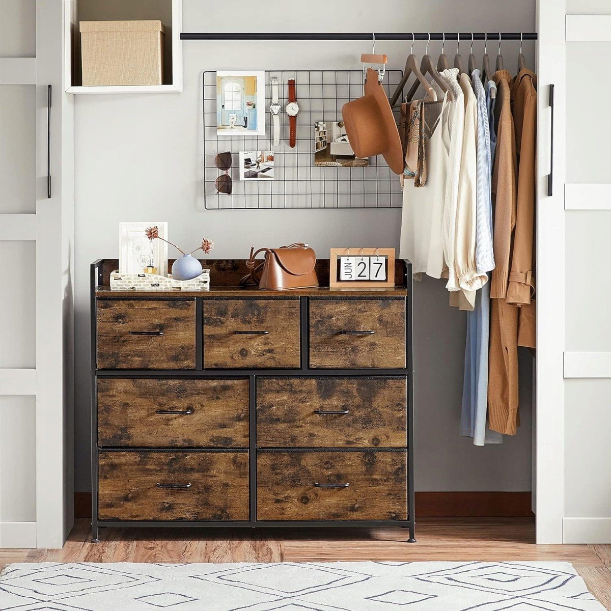 Chest of Drawers, 7-Drawer Rustic Brown for Bedroom