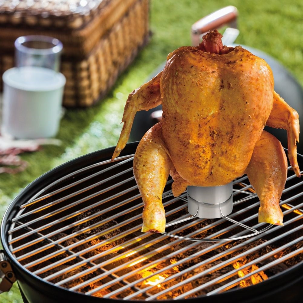 Chicken stand with Marinade container in Stainless Steel