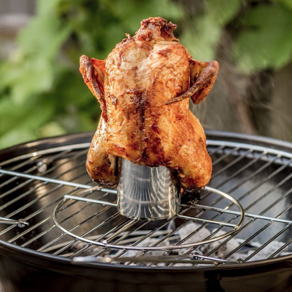 Chicken stand with Marinade container in Stainless Steel