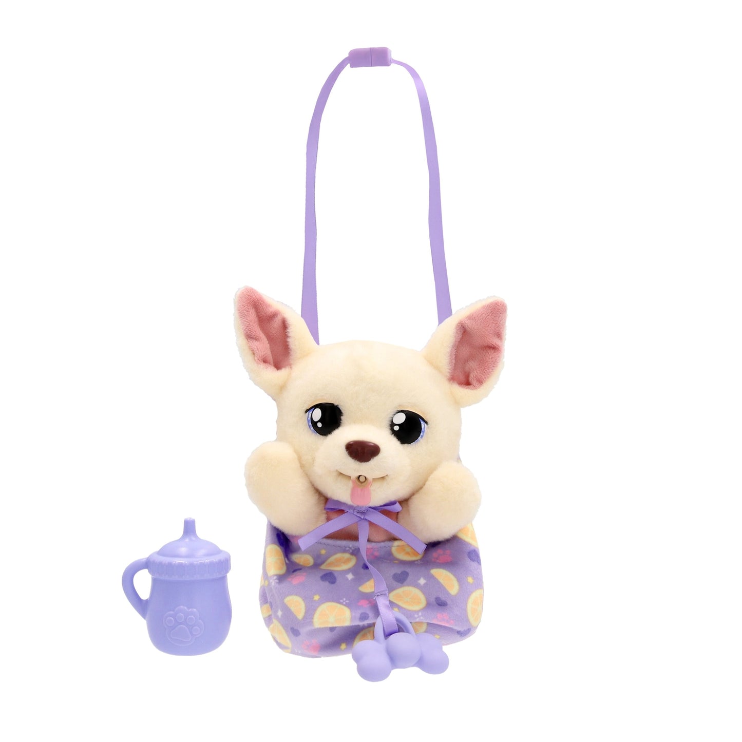 Chihuahua Plush Toy with Blanket and Bottle, 18 cm