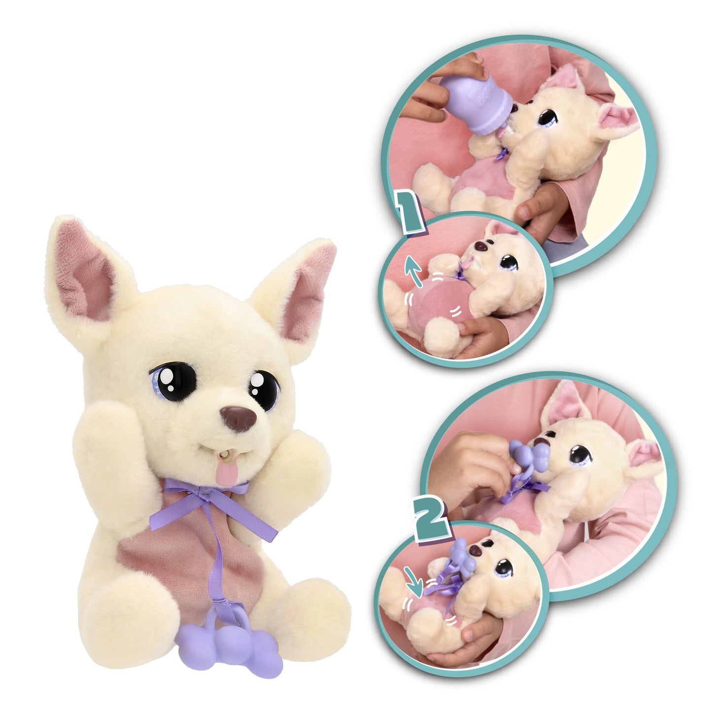 Chihuahua Plush Toy with Blanket and Bottle, 18 cm