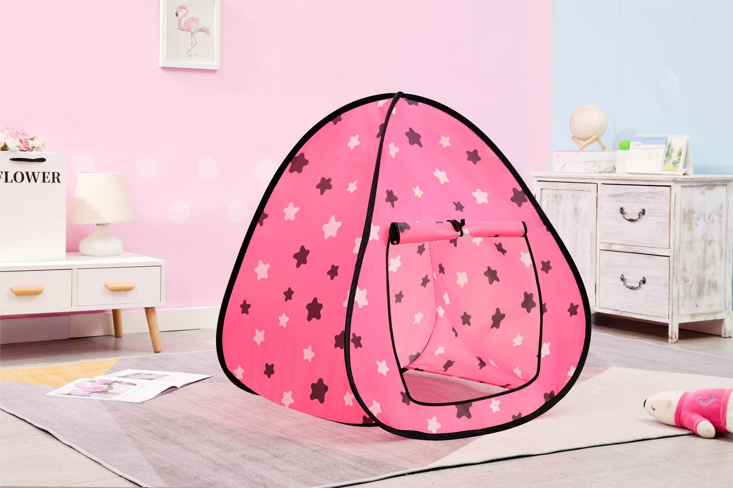 Children pink tent house pink with stars for girls