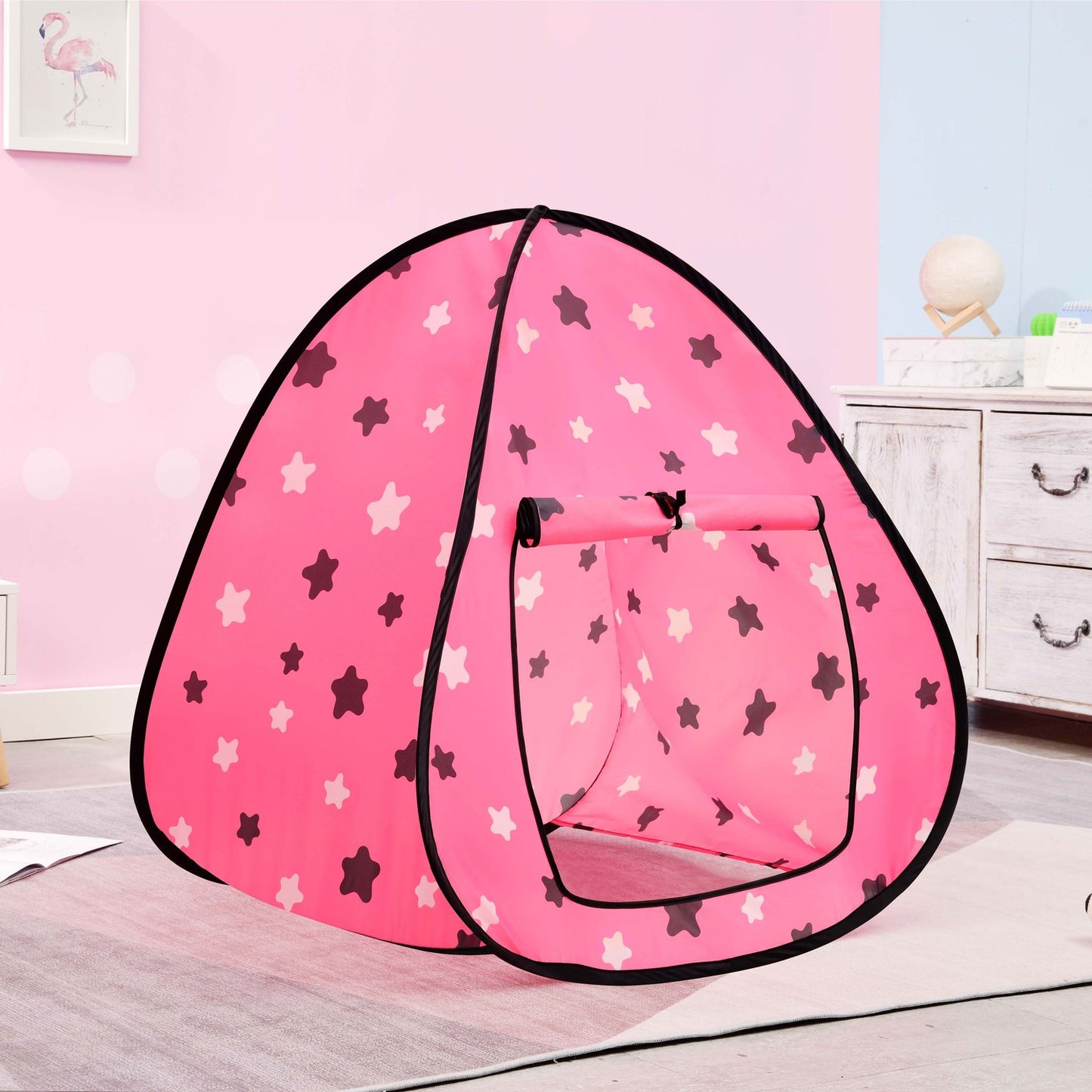 Children pink tent house pink with stars for girls