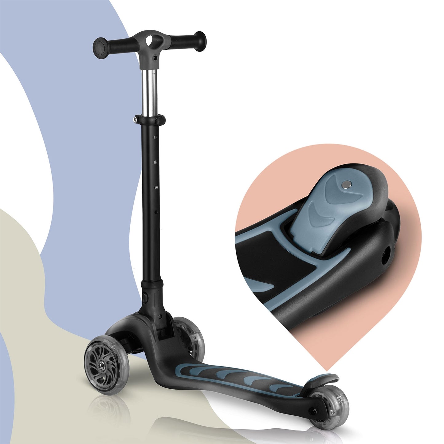 Children's 3-Wheel Balance Scooter with Seat, Black