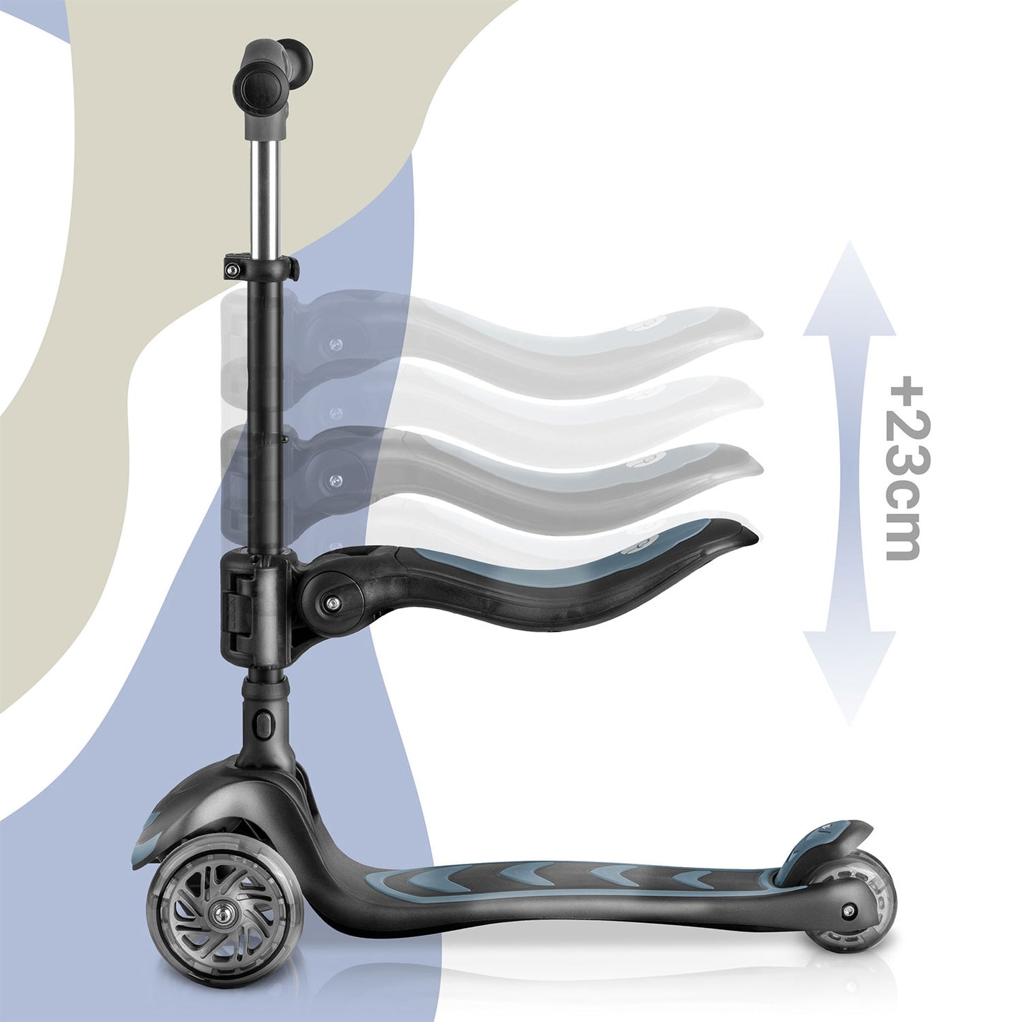 Children's 3-Wheel Balance Scooter with Seat, Black