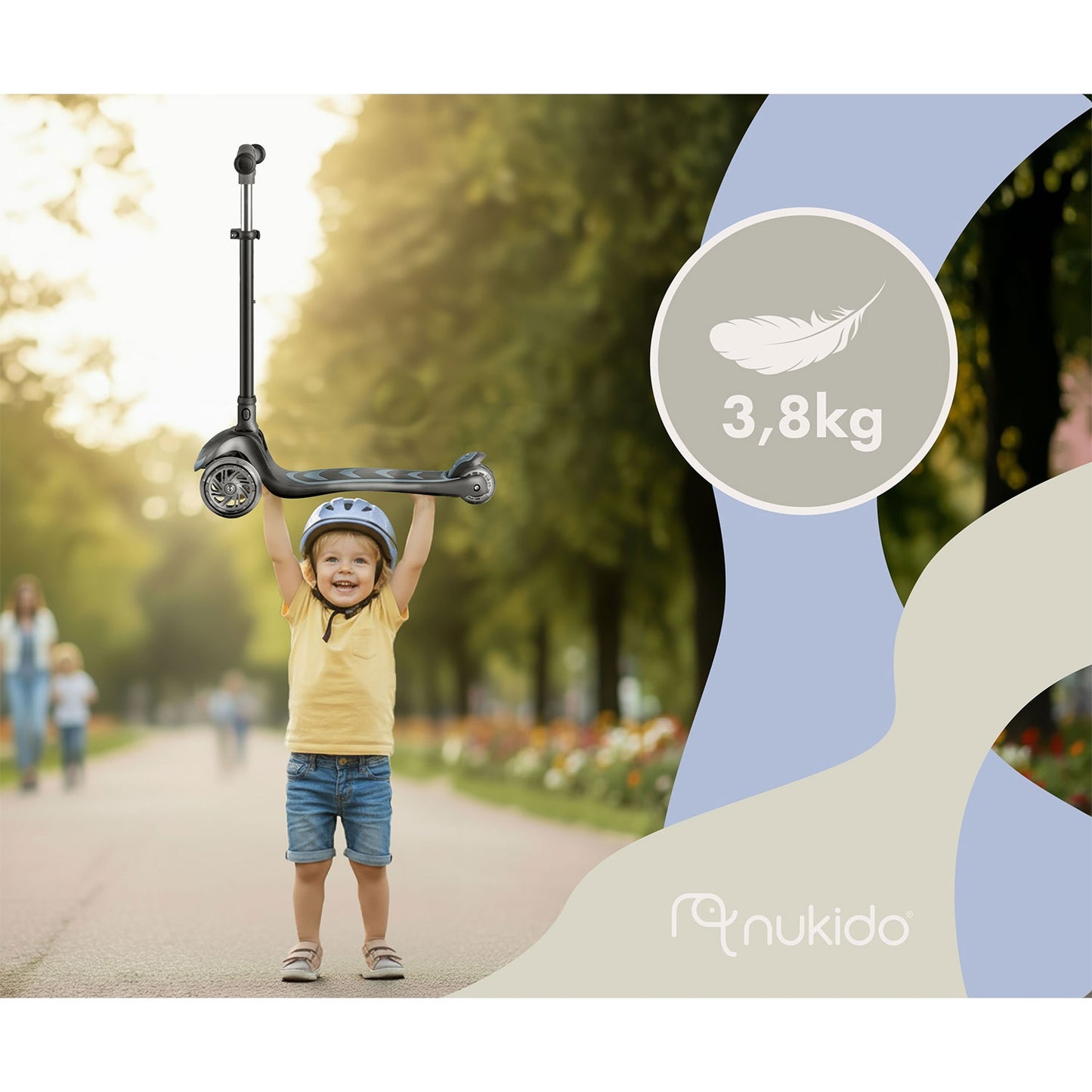 Children's 3-Wheel Balance Scooter with Seat, Black