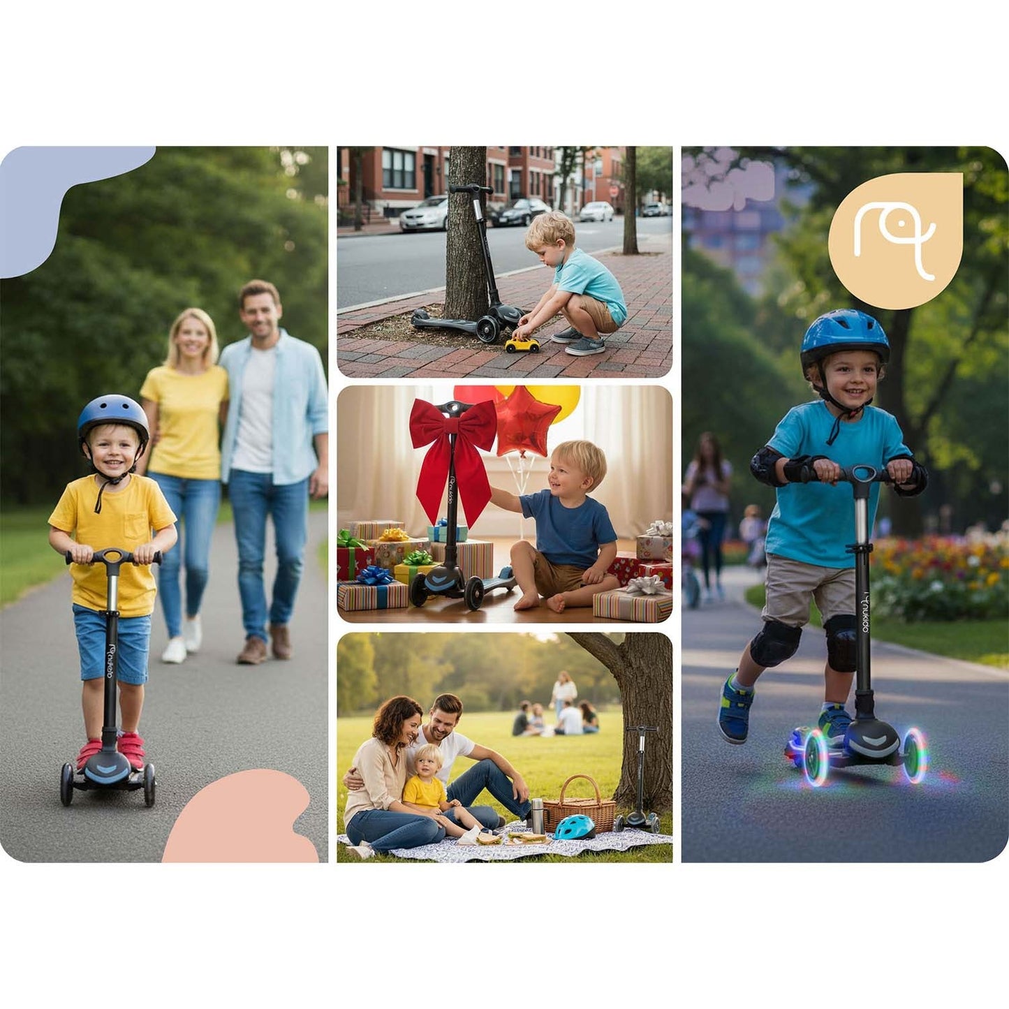 Children's 3-Wheel Balance Scooter with Seat, Black