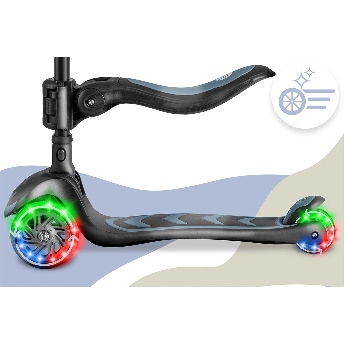 Children's 3-Wheel Balance Scooter with Seat, Black