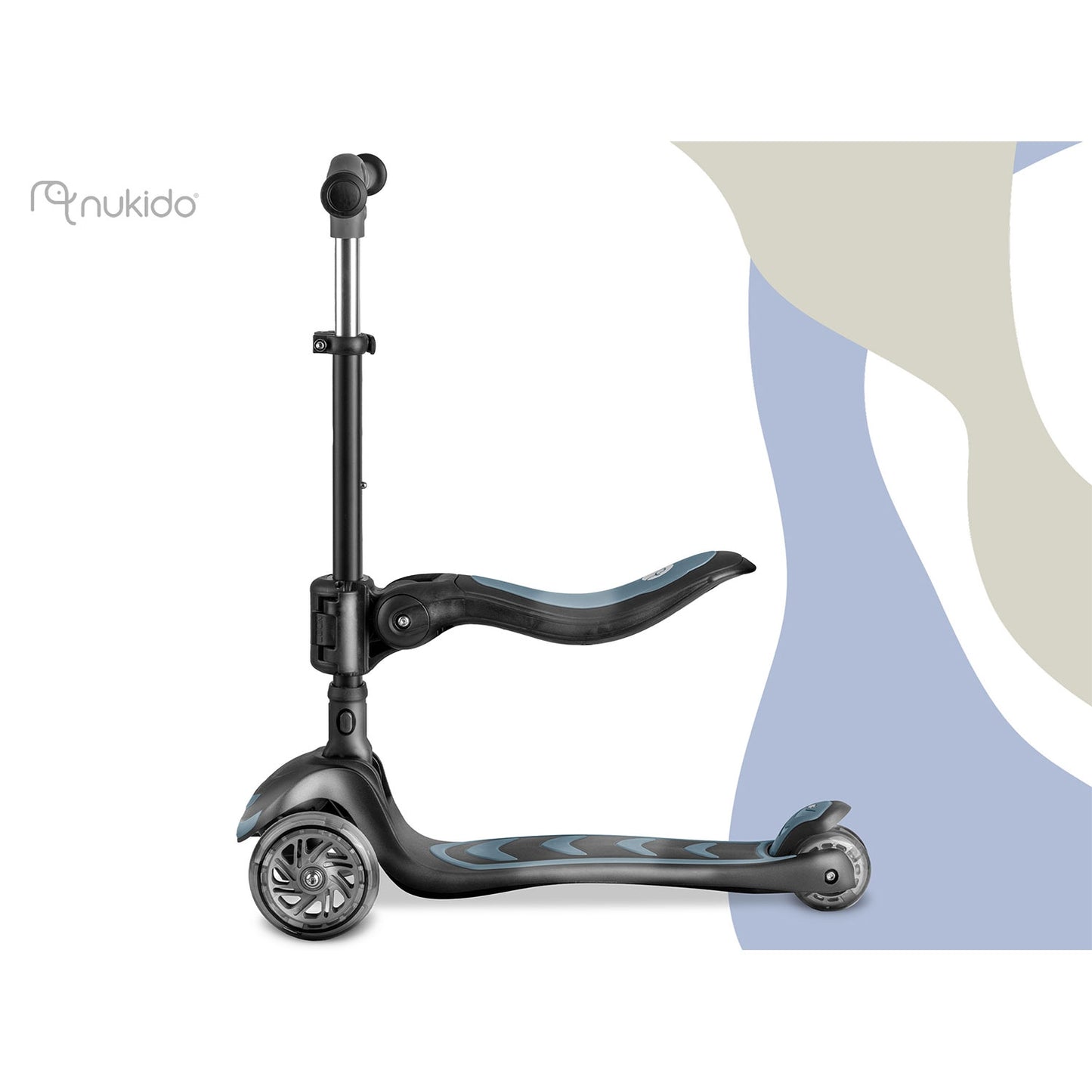 Children's 3-Wheel Balance Scooter with Seat, Black