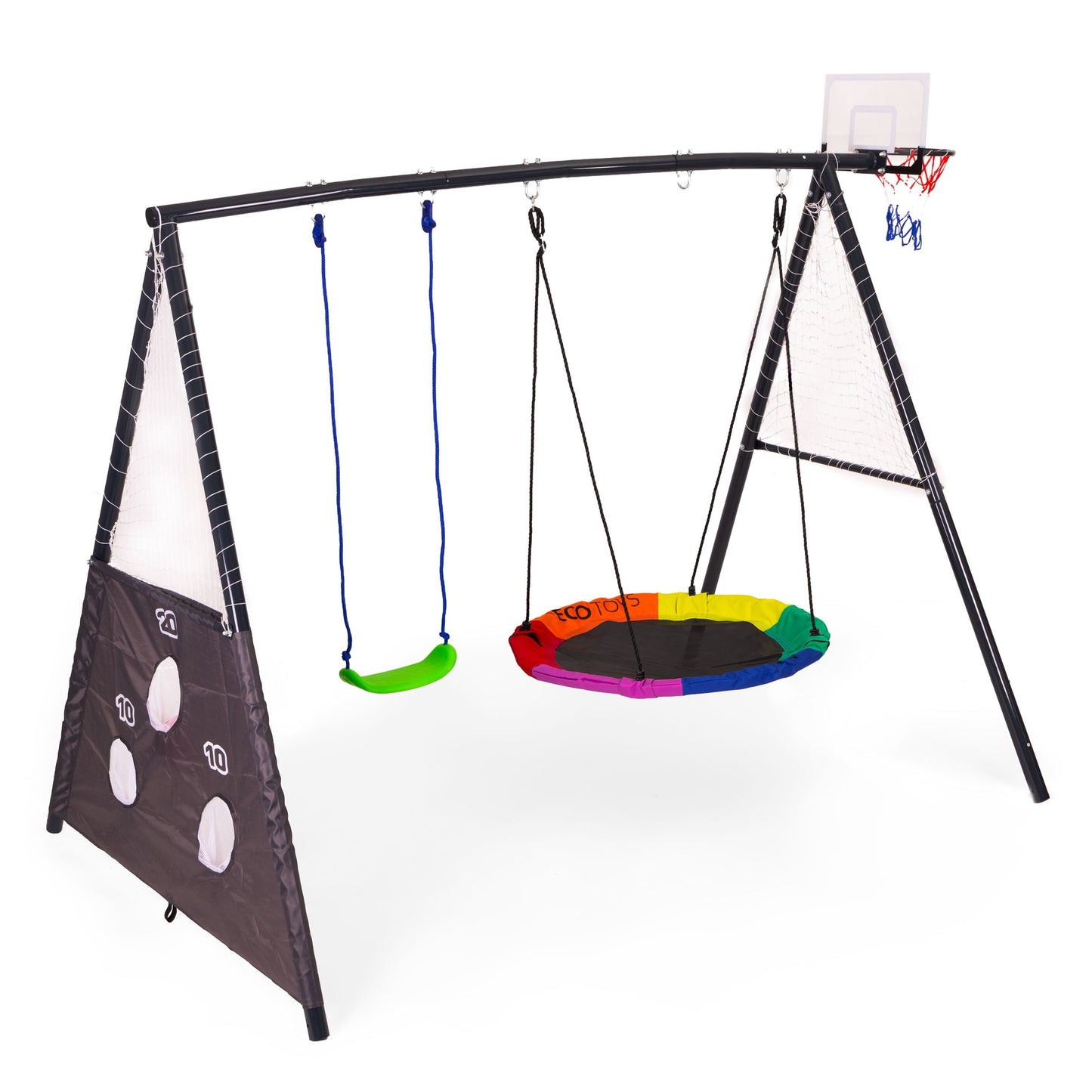 Children's 4-in-1 Garden Swing Set with Nest & Hoop
