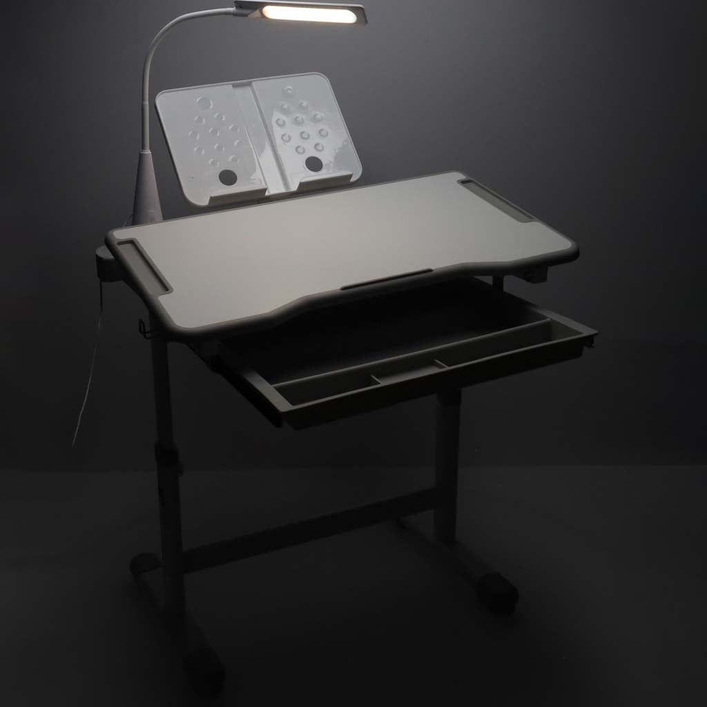 Children's Desk Set with Drawer, Chair & Lamp - Grey