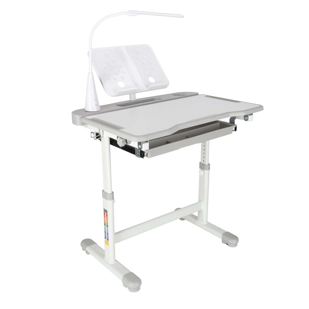 Children's Desk Set with Drawer, Chair & Lamp - Grey