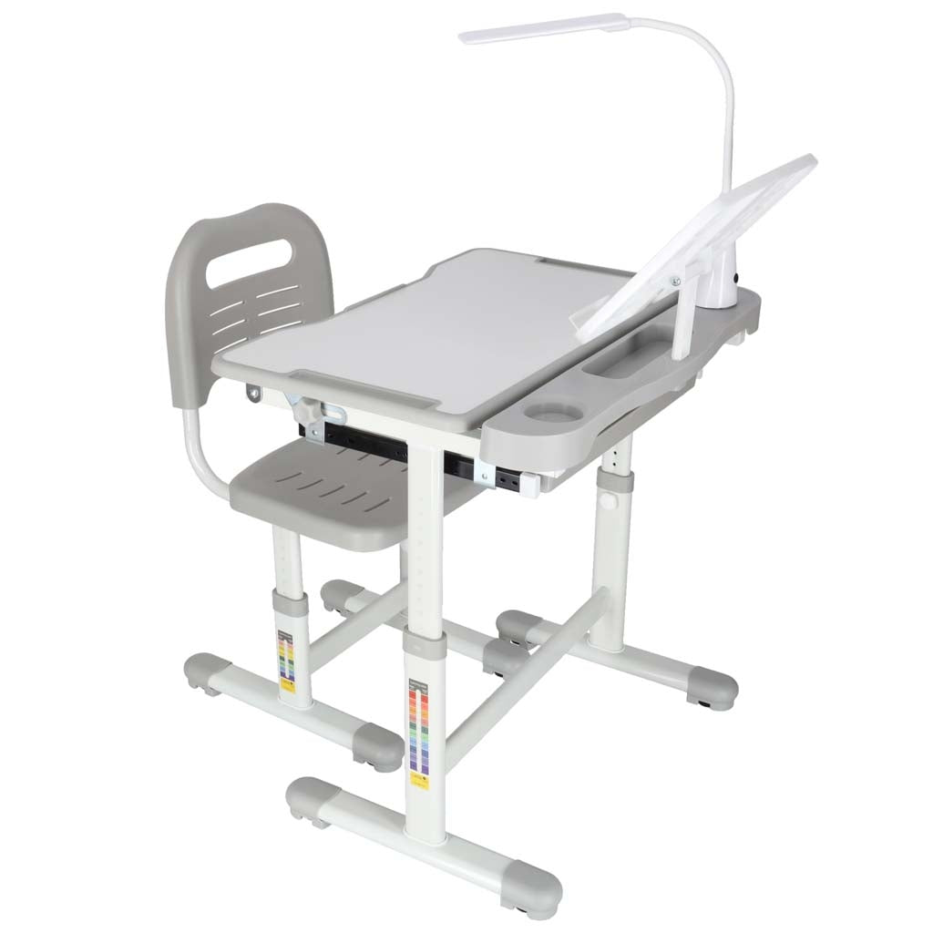 Children's Desk Set with Drawer, Chair & Lamp - Grey