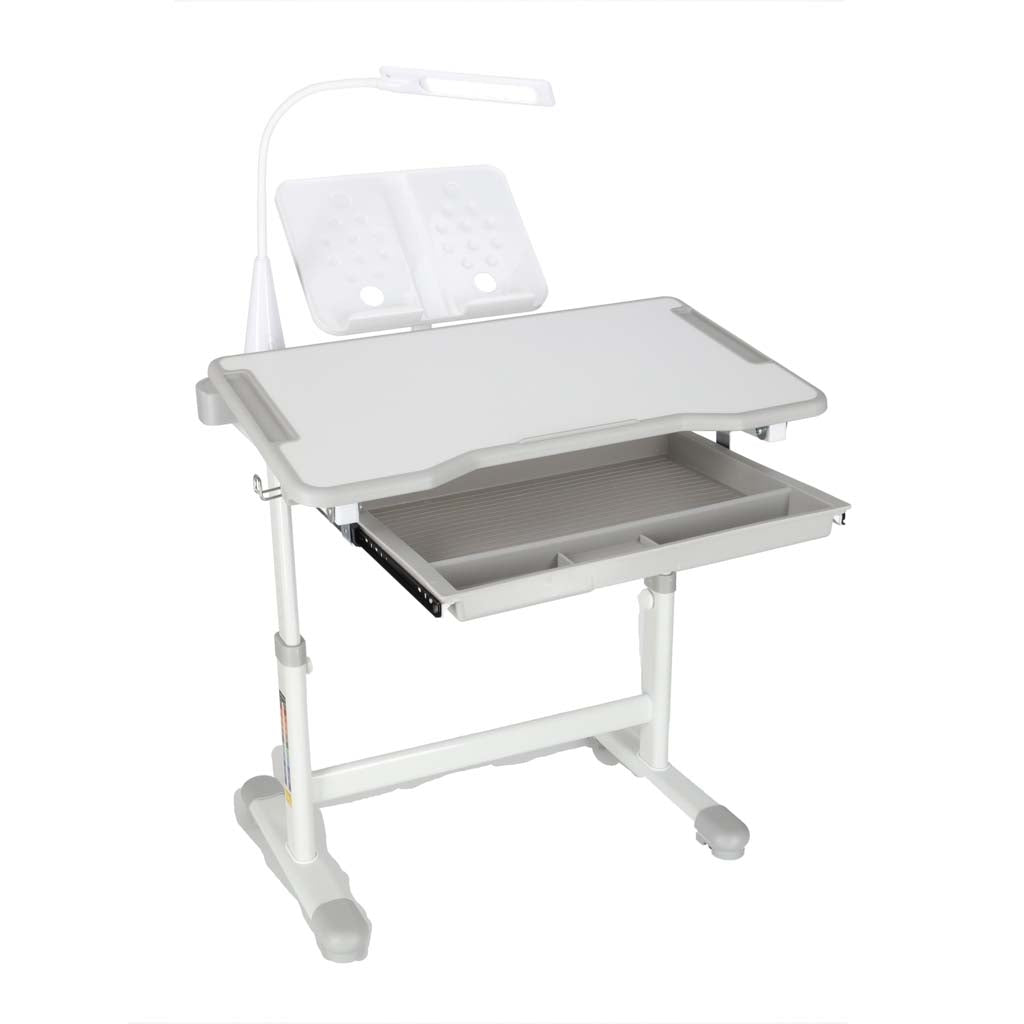 Children's Desk Set with Drawer, Chair & Lamp - Grey