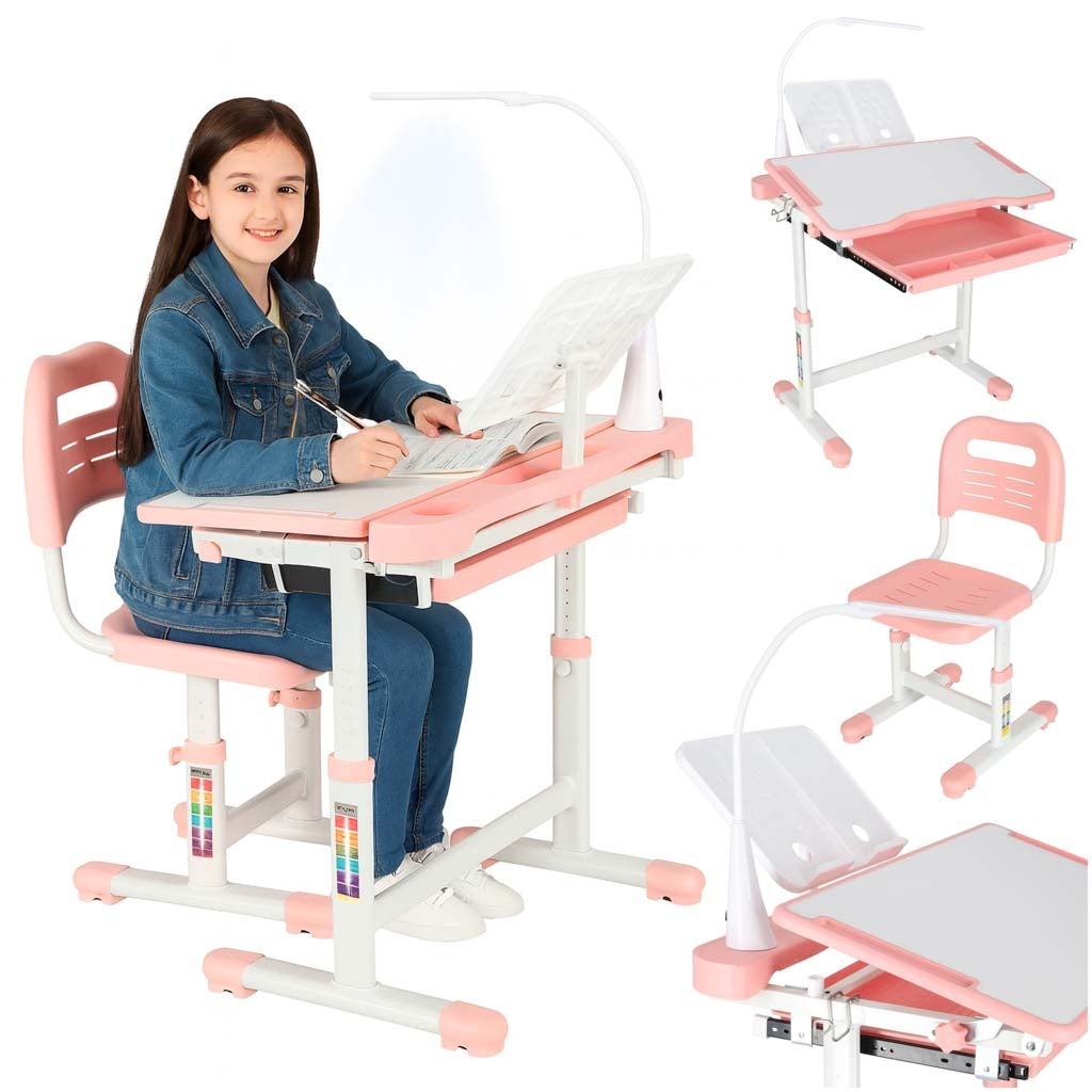 Children's Desk Set with Drawer, Chair, and Lamp