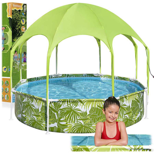 Children's Frame Pool with Canopy, 244x51 cm, PVC