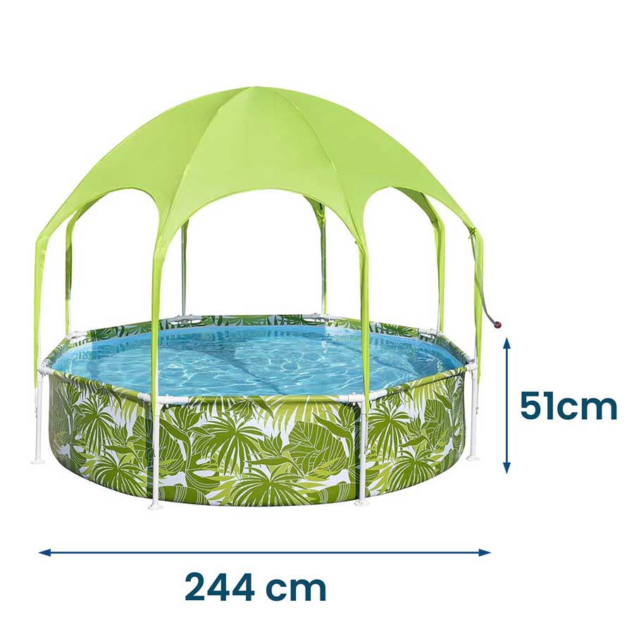 Children's Frame Pool with Canopy, 244x51 cm, PVC