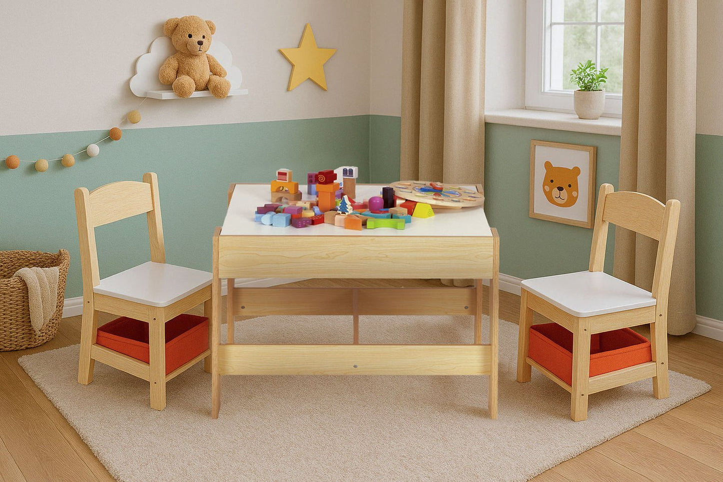 Children’s Furniture Set – Table + 2 Chairs with Chalkboard ECOTOYS