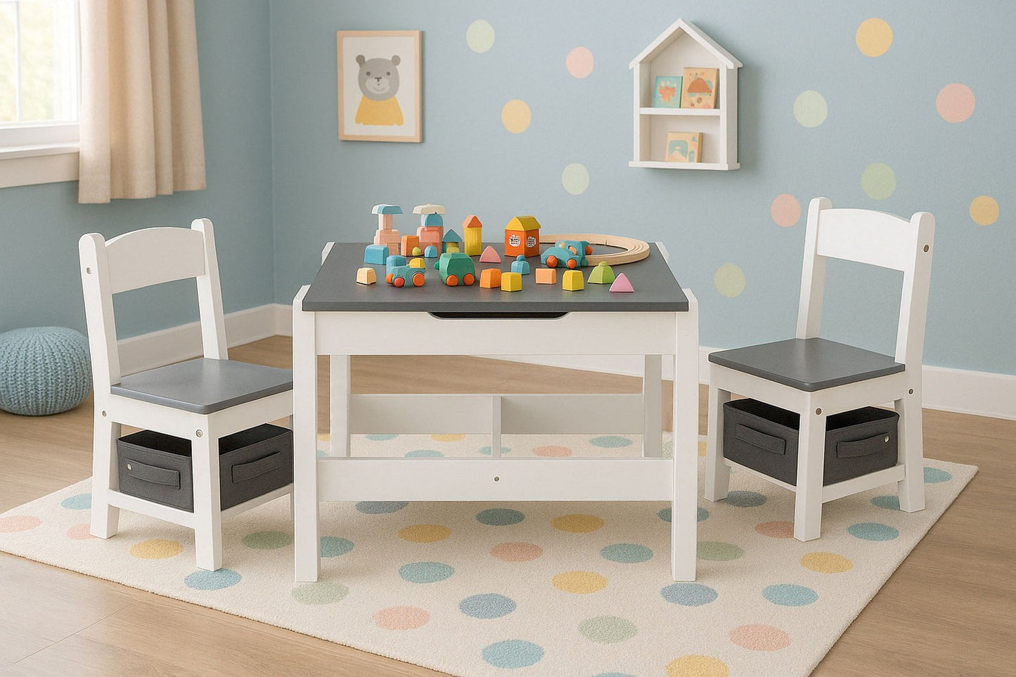 Children’s Furniture Set – Table + 2 Chairs with Chalkboard ECOTOYS