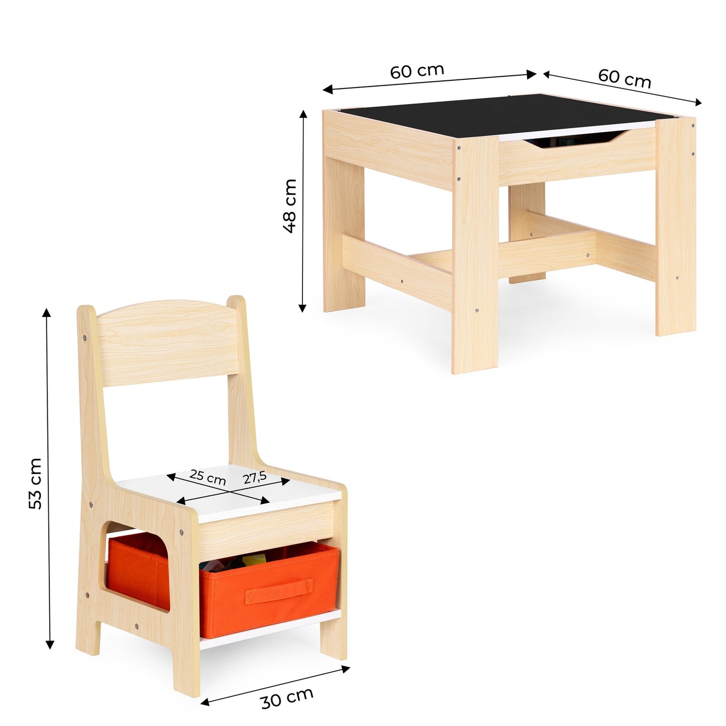 Children’s Furniture Set – Table + 2 Chairs with Chalkboard ECOTOYS