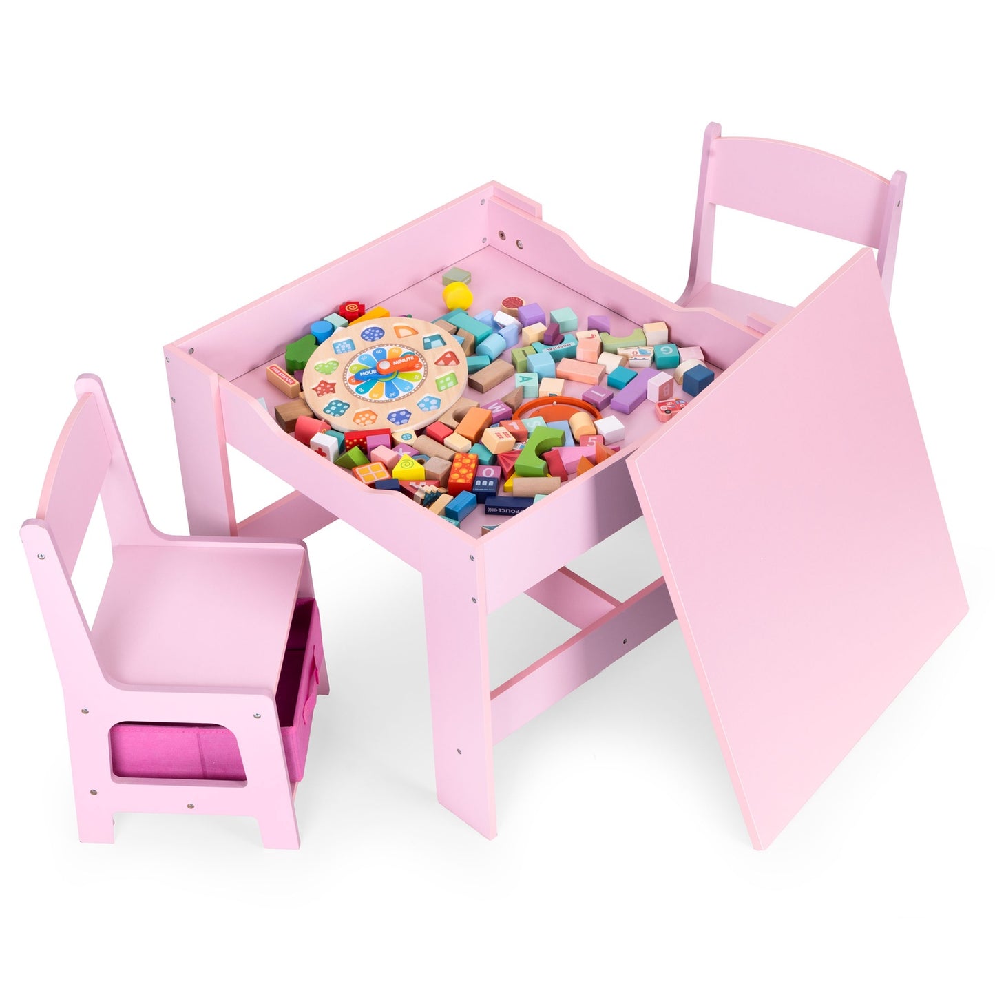 Children’s Furniture Set – Table + 2 Chairs with Chalkboard Pink ECOTOYS
