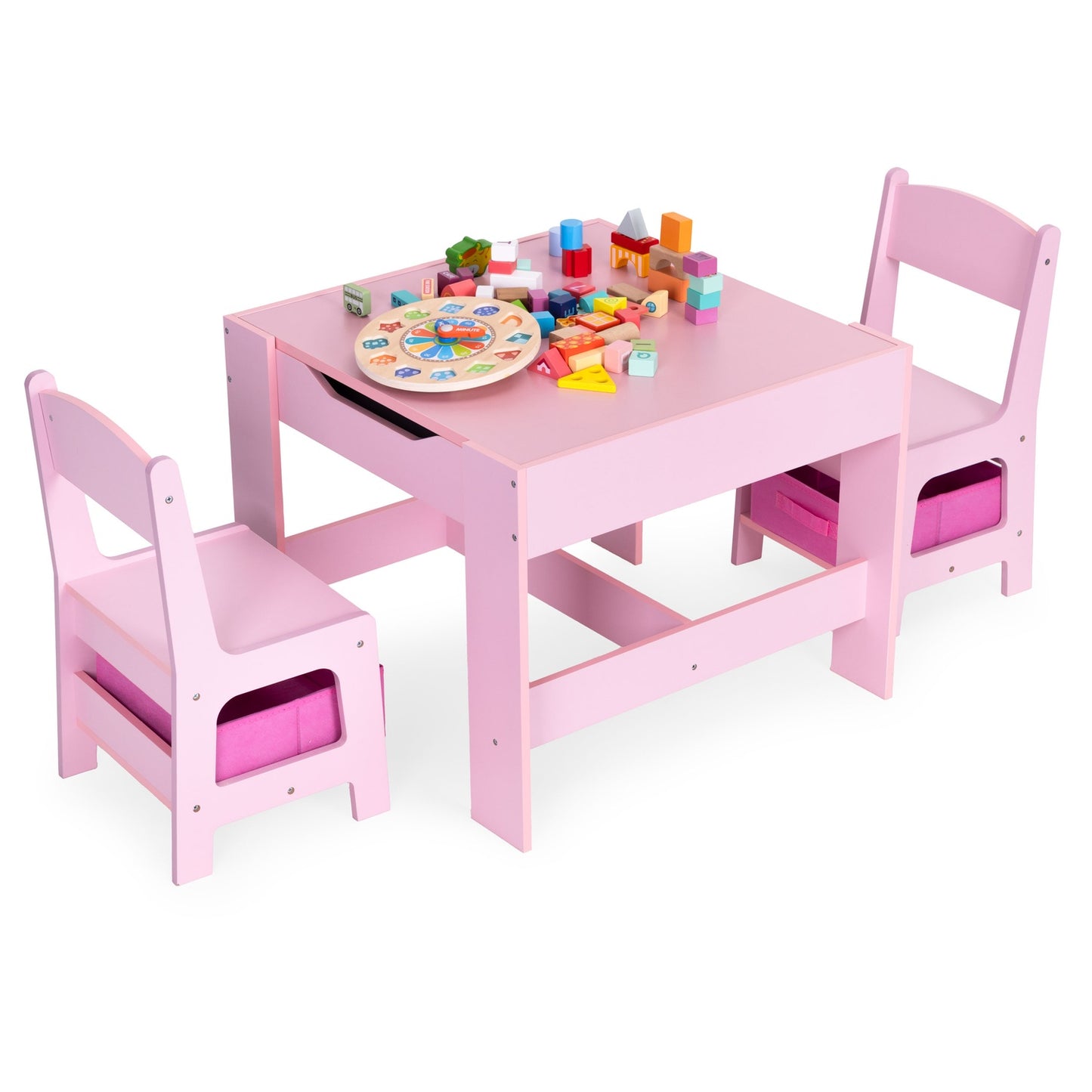 Children’s Furniture Set – Table + 2 Chairs with Chalkboard Pink ECOTOYS