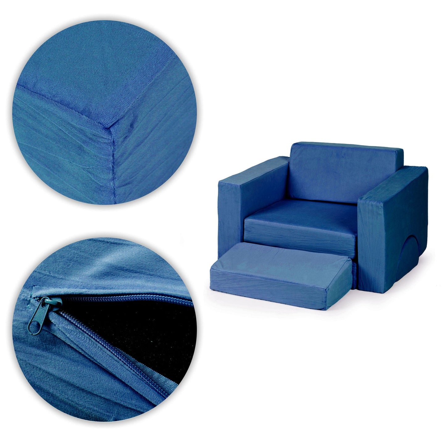 Children's Modular Armchair with 8 Cushions – Blue