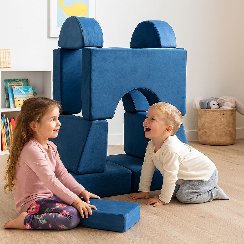 Children's Modular Armchair with 8 Cushions – Blue