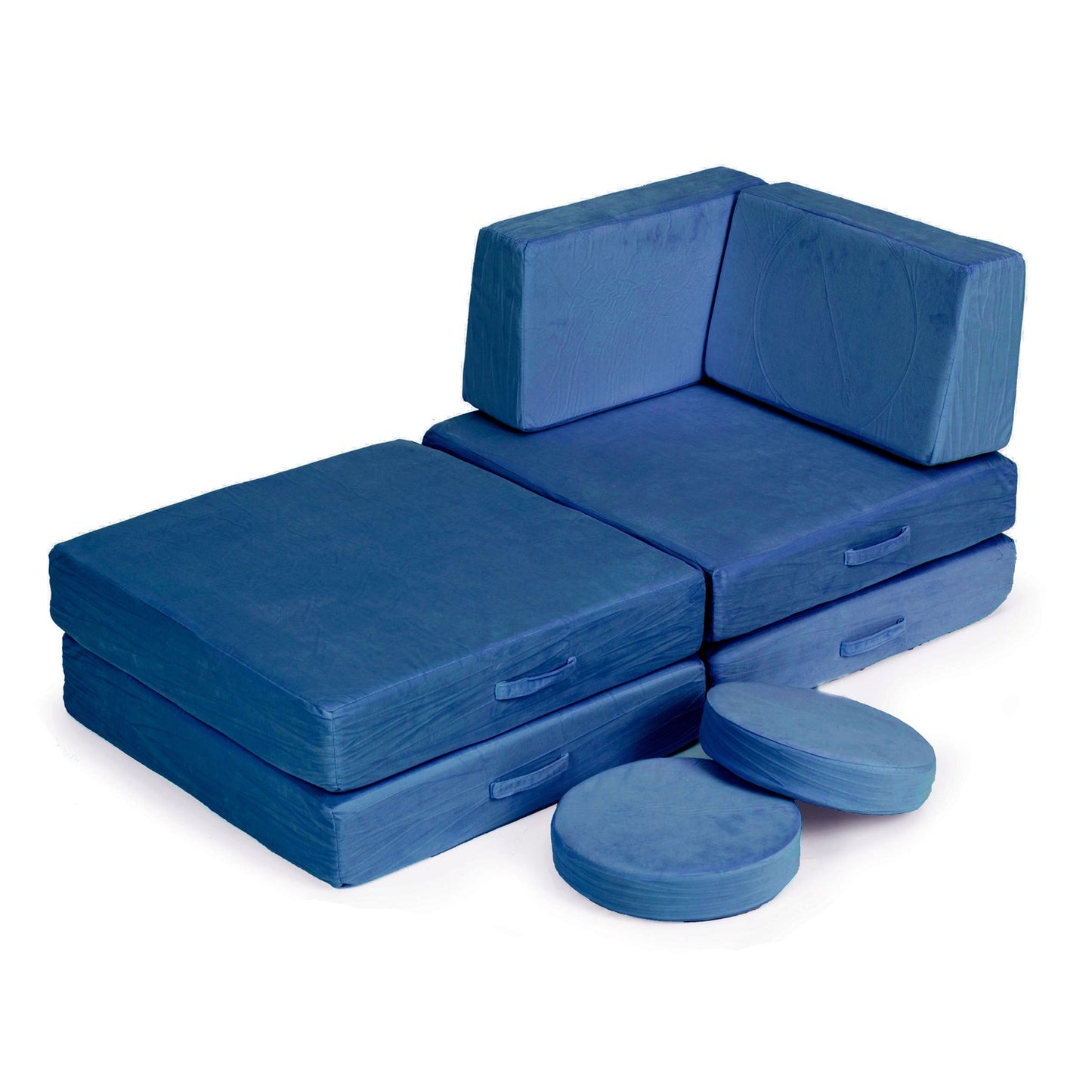 Children's Modular Sofa with 8 Cushions, Blue