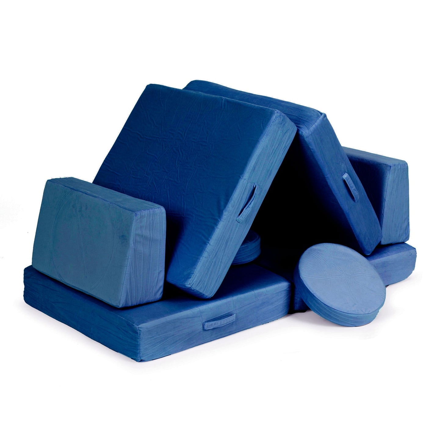 Children's Modular Sofa with 8 Cushions, Blue