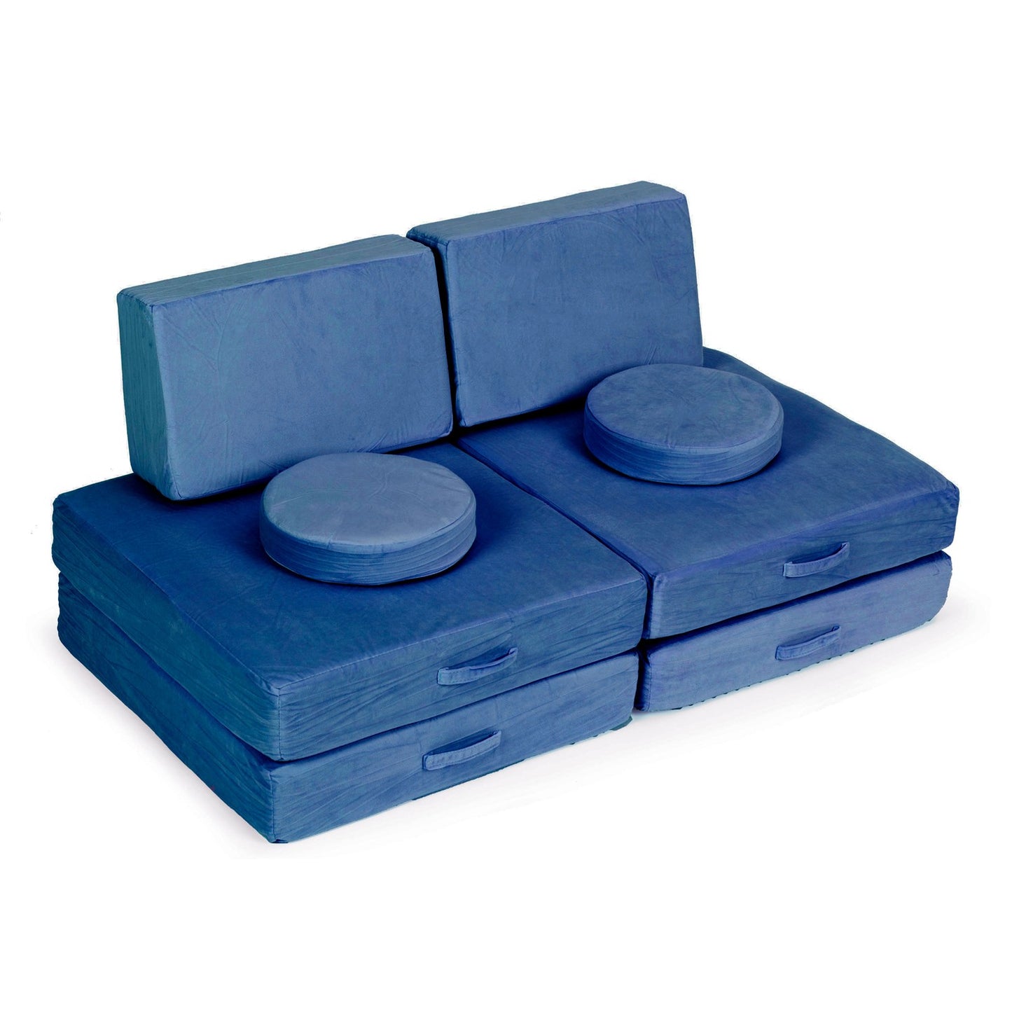 Children's Modular Sofa with 8 Cushions, Blue