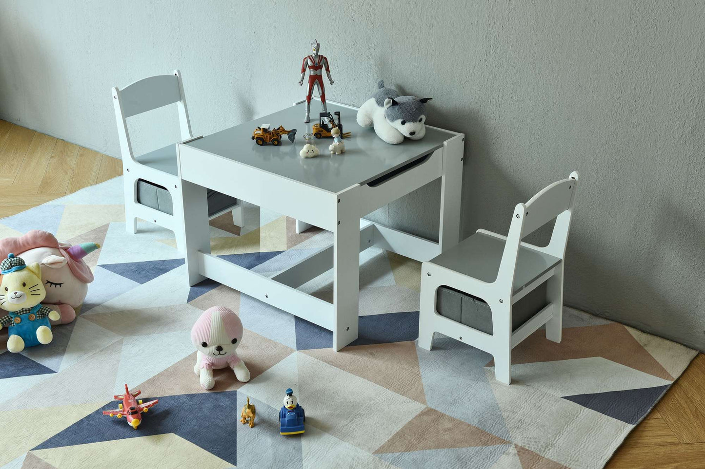 Children's Table Set with Chalkboard & Storage