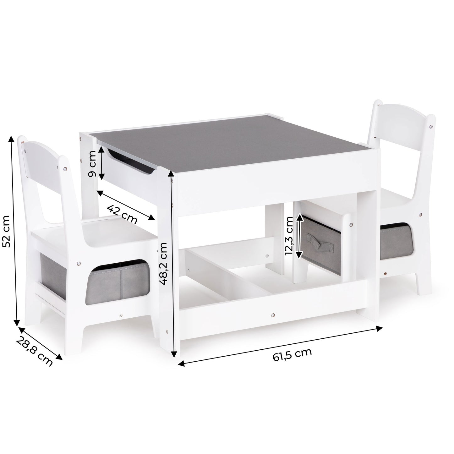 Children's Table Set with Chalkboard & Storage