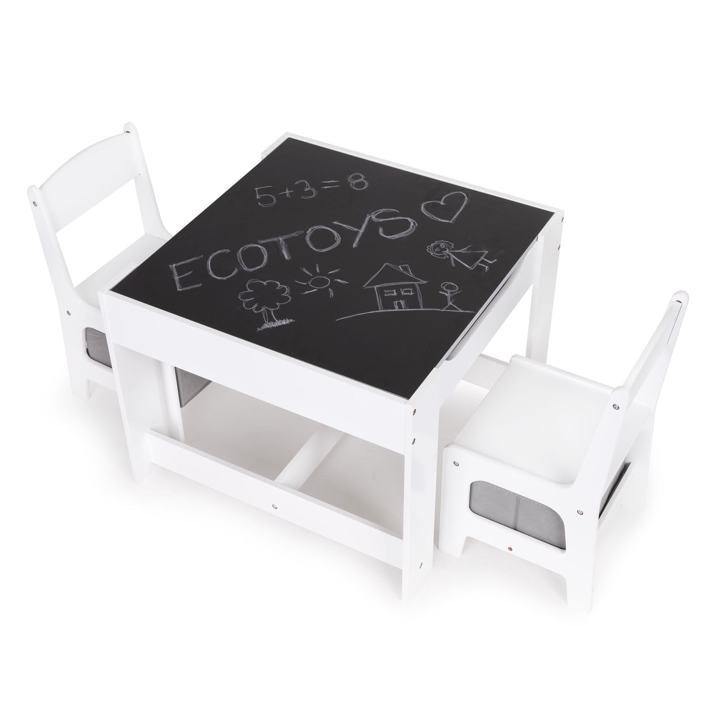 Children's Table Set with Chalkboard & Storage