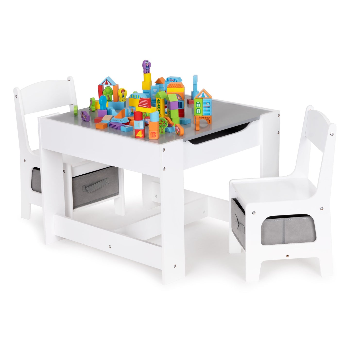 Children's Table Set with Chalkboard & Storage