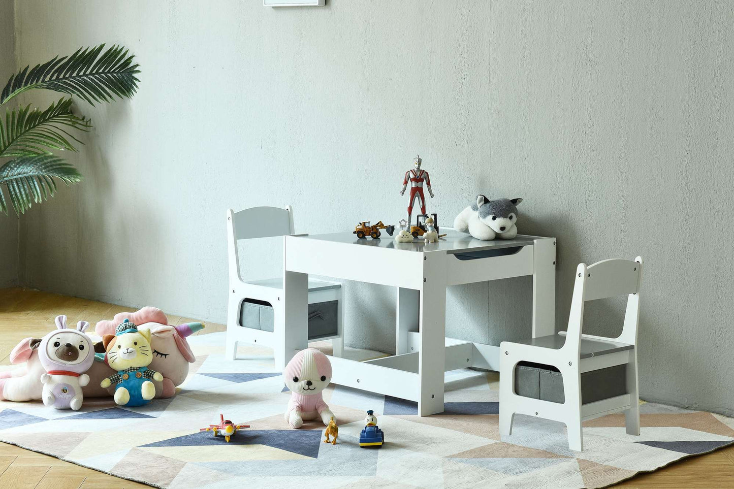 Children's Table Set with Chalkboard & Storage