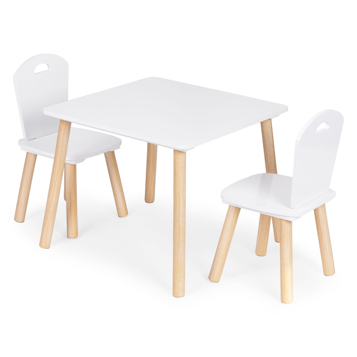 Children's Table and 2 Chairs Set, Wood & MDF, White