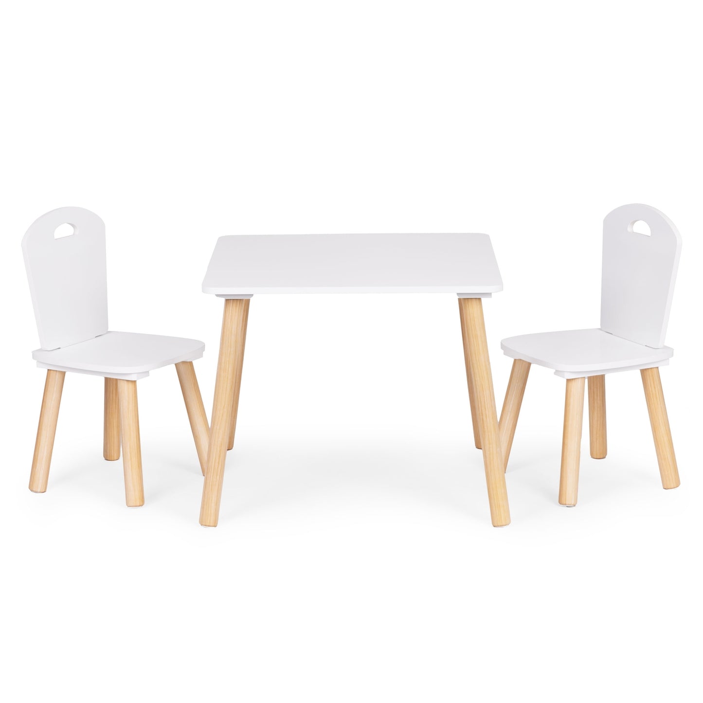 Children's Table and 2 Chairs Set, Wood & MDF, White