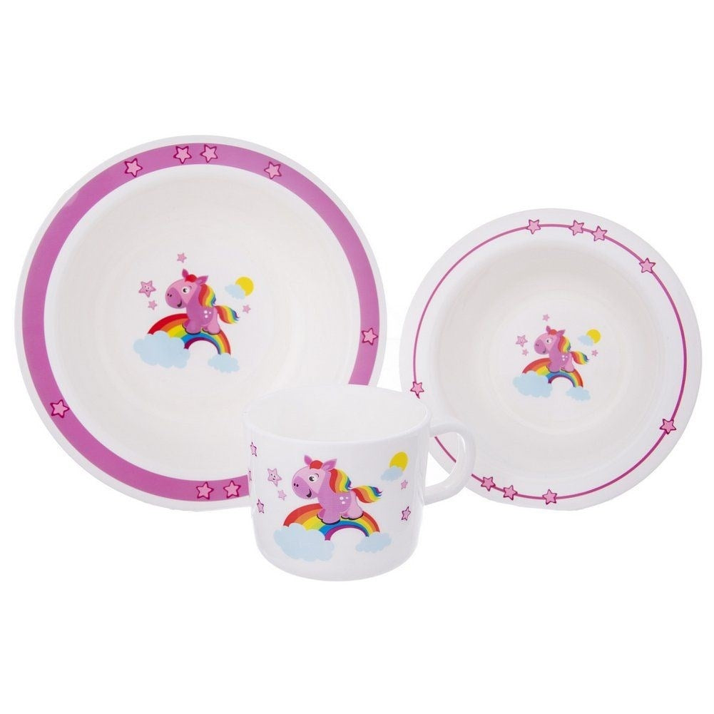 Children's Tableware Set with Colorful Unicorn Motif